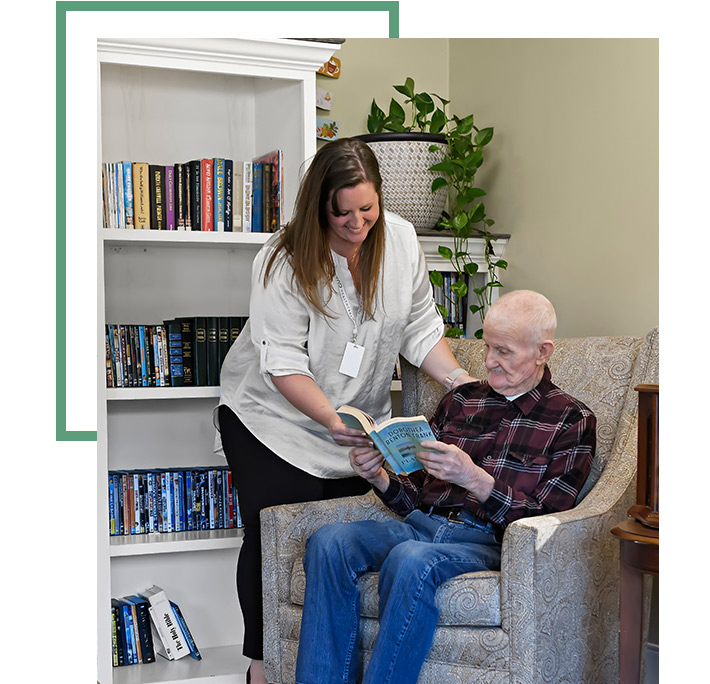 Employee and happy resident